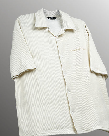 WildFlex Premium Cream Textured Ribbed Cotton Shirt