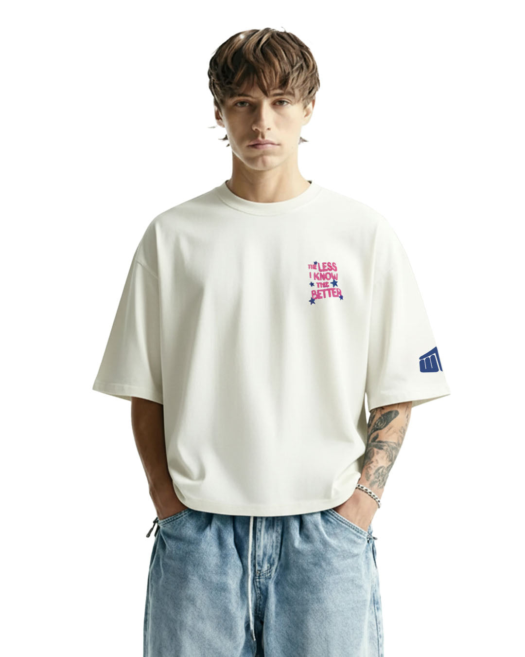 WildFlex Premium Better Boxy-Fit Off-White Cotton T-Shirt for Men