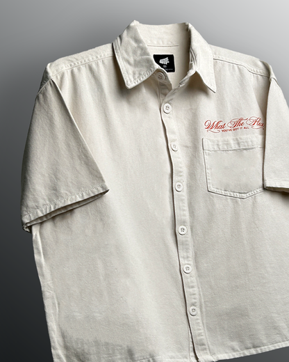 WildFlex Premium Unbothered Cream Half Sleeve Denim Shirt for Men