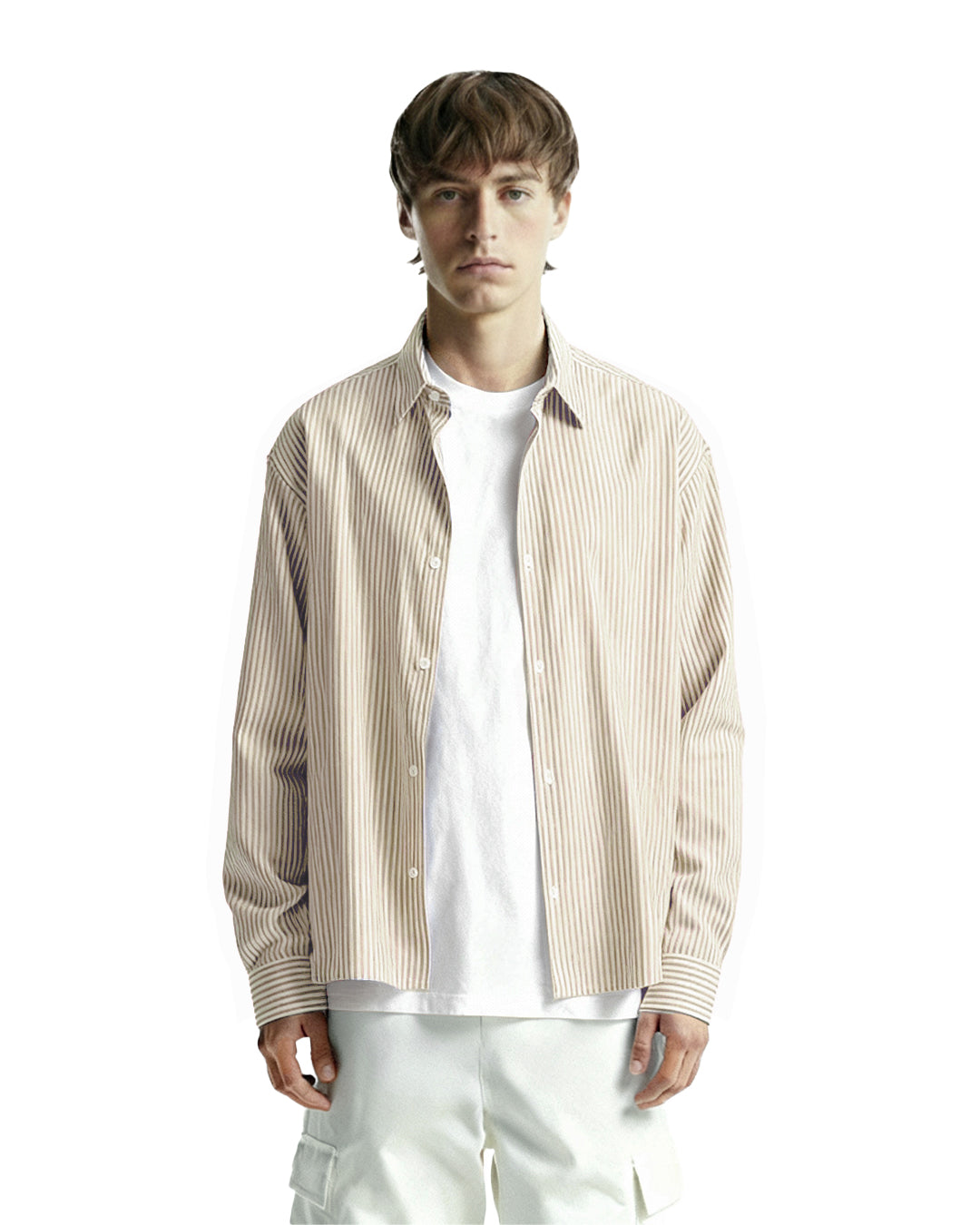 WildFlex Premium Yellow Striped Cotton Button-Up Shirt