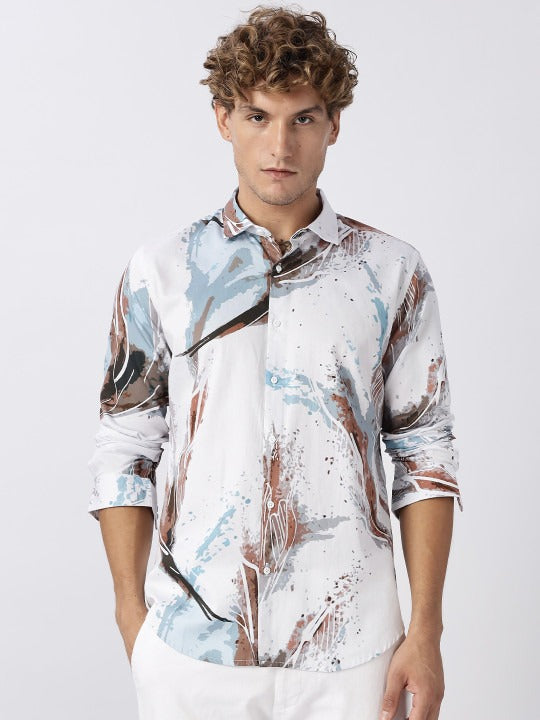 Men’s Artistic Splash Print Shirt – Premium Casual Fashion Shirt for Men | Jaleny.shop