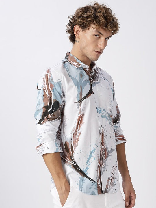 Men’s Artistic Splash Print Shirt – Premium Casual Fashion Shirt for Men | Jaleny.shop