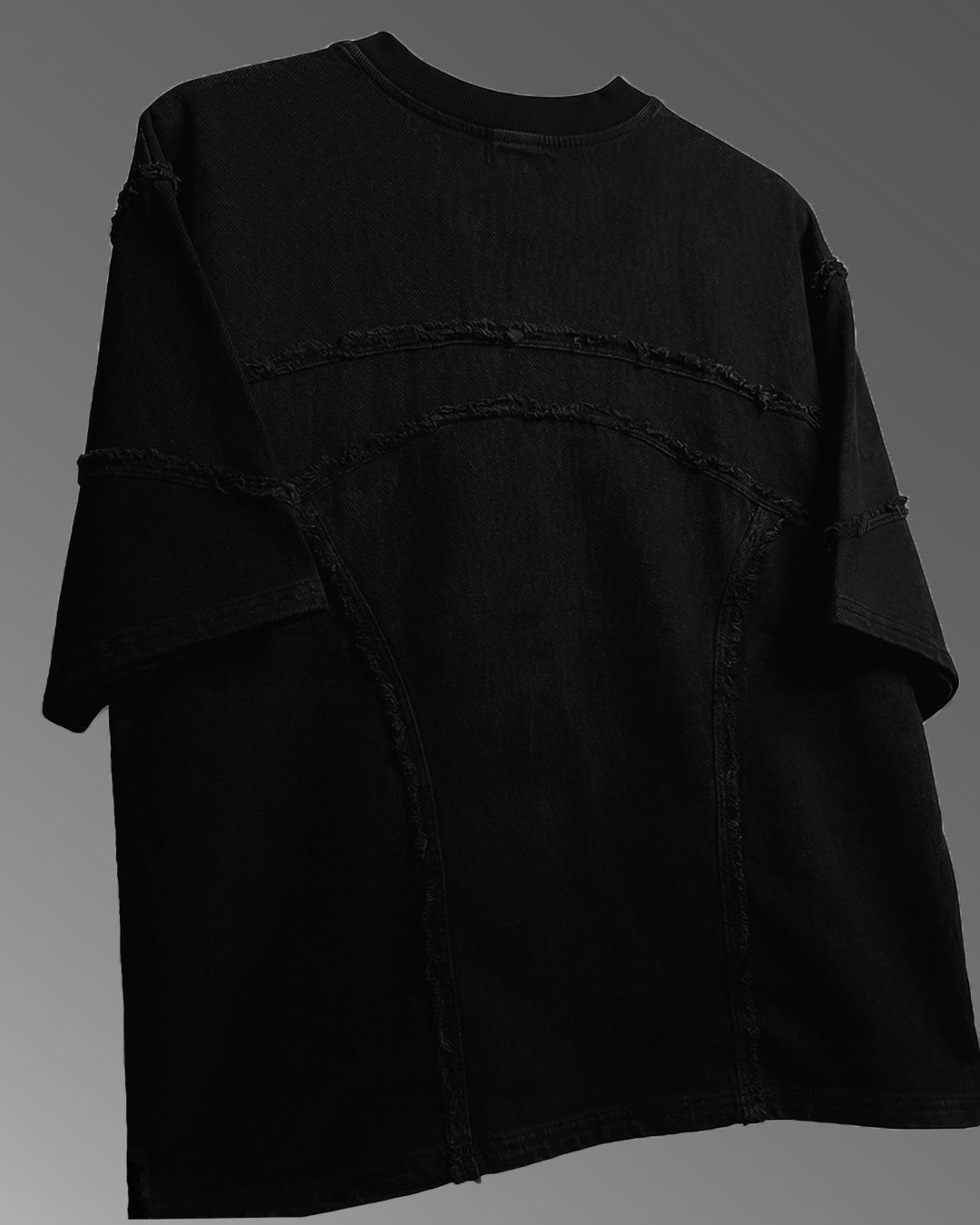 WildFlex Premium Offset Black Denim Oversized Cotton T-Shirt for Men